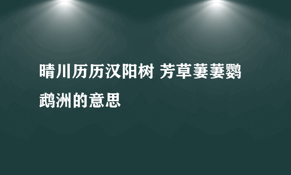 晴川历历汉阳树 芳草萋萋鹦鹉洲的意思