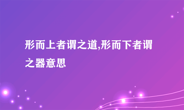形而上者谓之道,形而下者谓之器意思