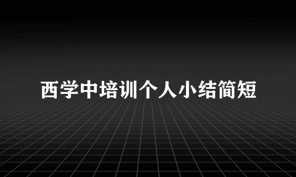 西学中培训个人小结简短