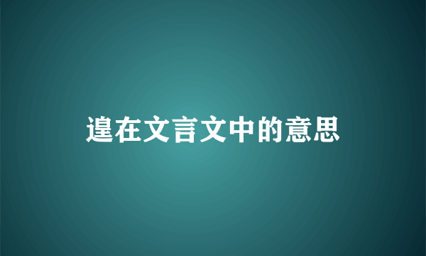 遑在文言文中的意思