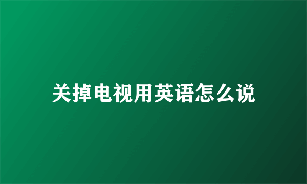 关掉电视用英语怎么说