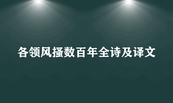 各领风搔数百年全诗及译文