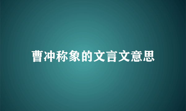 曹冲称象的文言文意思