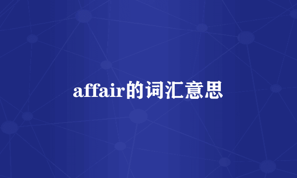 affair的词汇意思