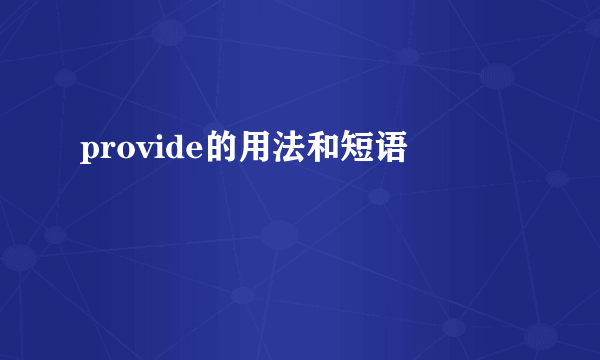 provide的用法和短语