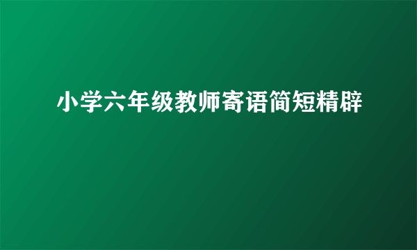 小学六年级教师寄语简短精辟