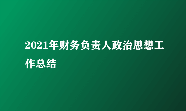 2021年财务负责人政治思想工作总结