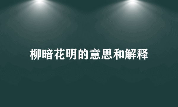 柳暗花明的意思和解释