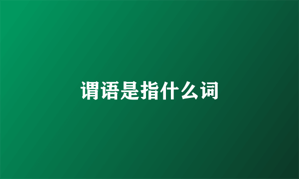 谓语是指什么词