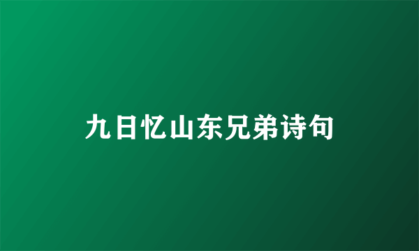 九日忆山东兄弟诗句