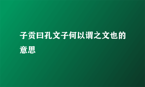 子贡曰孔文子何以谓之文也的意思