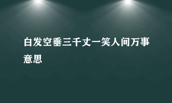白发空垂三千丈一笑人间万事意思