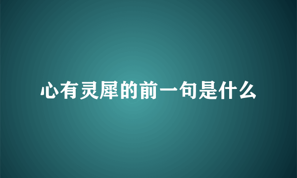 心有灵犀的前一句是什么
