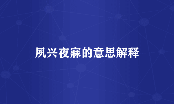 夙兴夜寐的意思解释