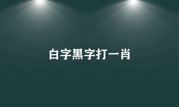 白字黑字打一肖