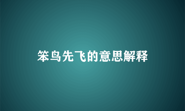 笨鸟先飞的意思解释