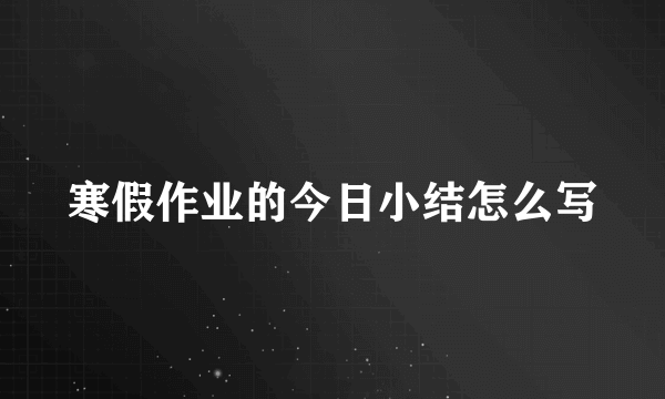 寒假作业的今日小结怎么写