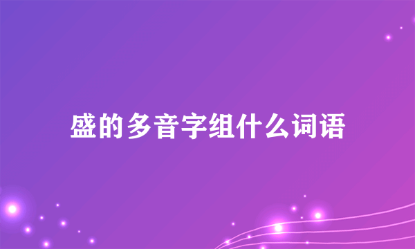 盛的多音字组什么词语