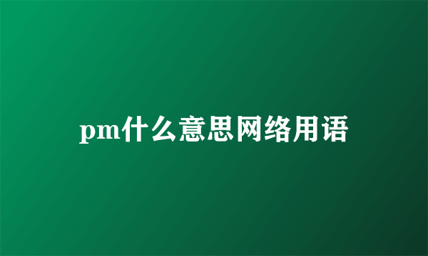 pm什么意思网络用语