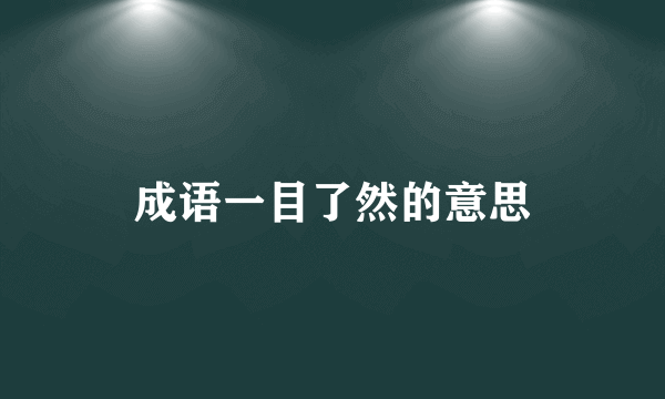 成语一目了然的意思