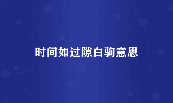 时间如过隙白驹意思