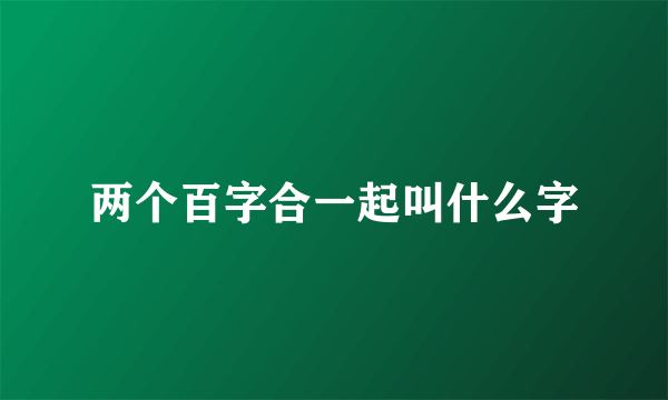 两个百字合一起叫什么字