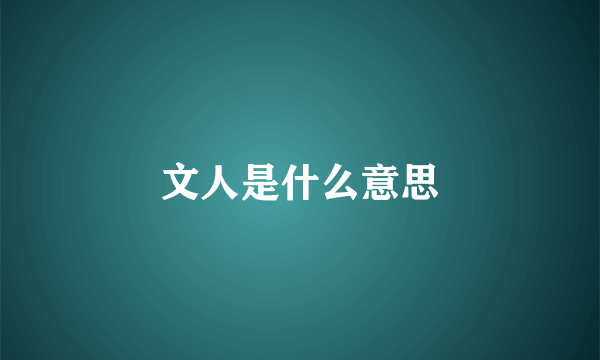 文人是什么意思