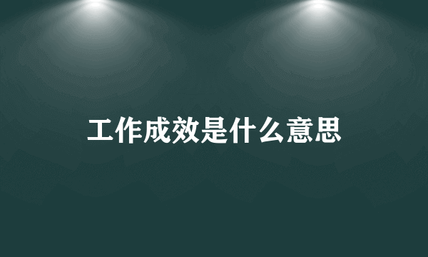 工作成效是什么意思