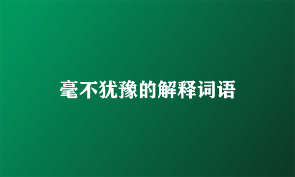 毫不犹豫的解释词语