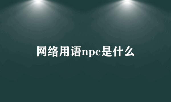 网络用语npc是什么