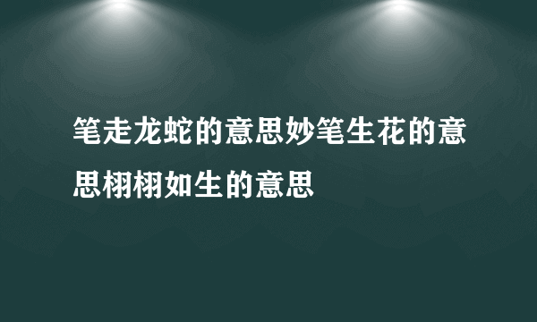 笔走龙蛇的意思妙笔生花的意思栩栩如生的意思