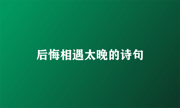 后悔相遇太晚的诗句