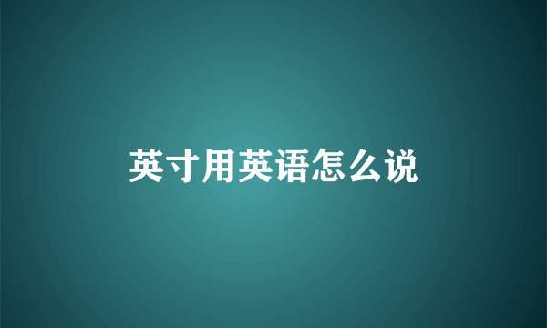 英寸用英语怎么说