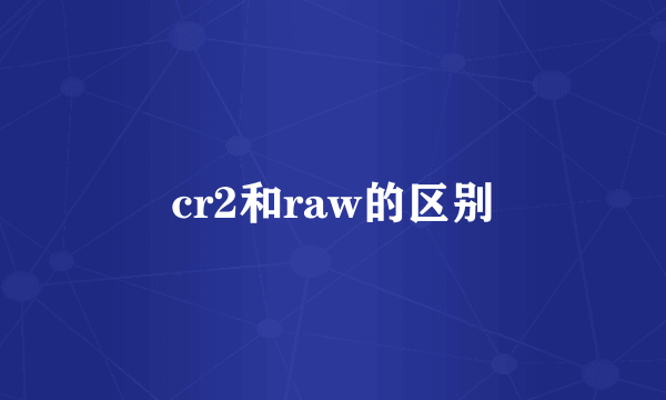 cr2和raw的区别
