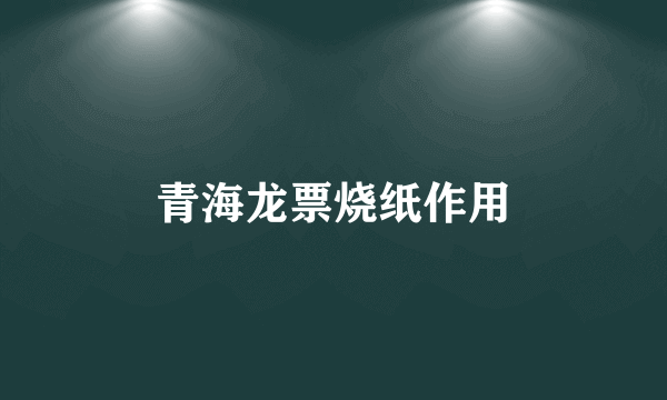 青海龙票烧纸作用