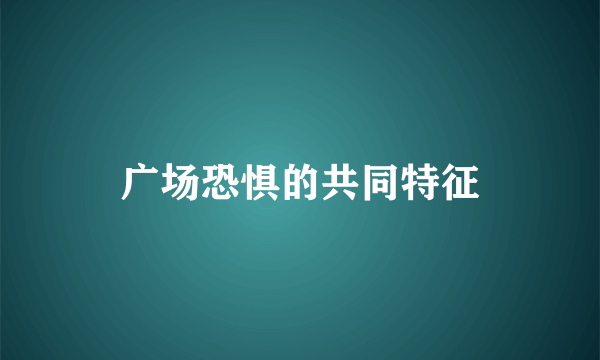广场恐惧的共同特征