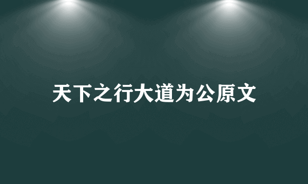天下之行大道为公原文