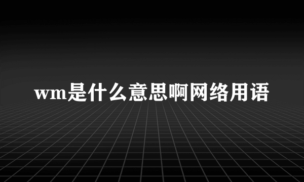wm是什么意思啊网络用语