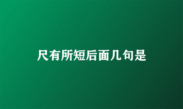 尺有所短后面几句是