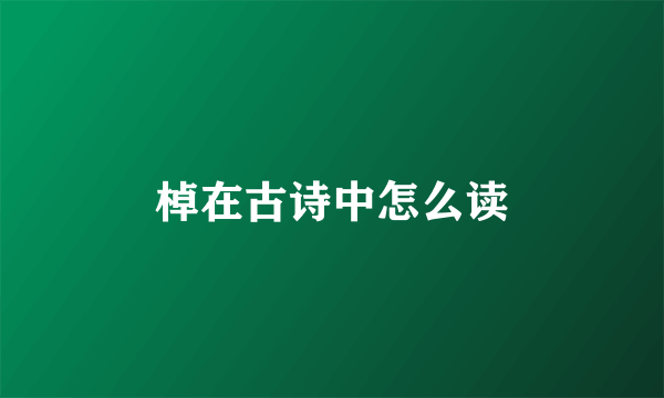 棹在古诗中怎么读