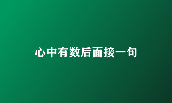 心中有数后面接一句