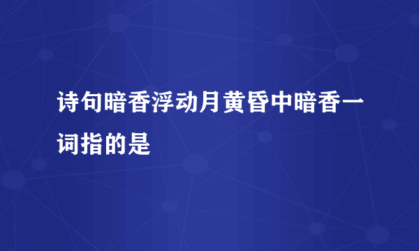 诗句暗香浮动月黄昏中暗香一词指的是