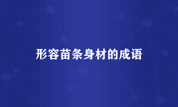 形容苗条身材的成语