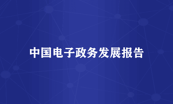 中国电子政务发展报告