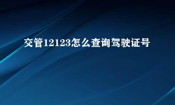 交管12123怎么查询驾驶证号