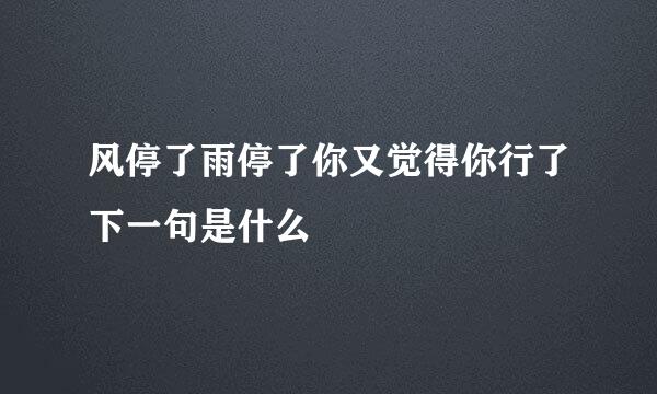 风停了雨停了你又觉得你行了下一句是什么