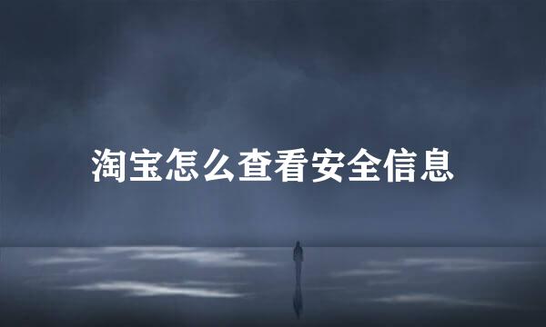 淘宝怎么查看安全信息