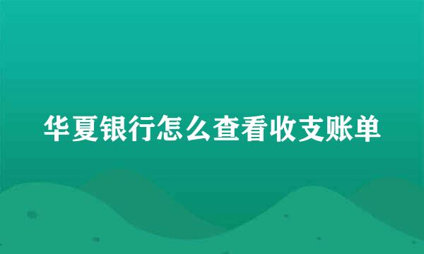 华夏银行怎么查看收支账单