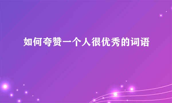 如何夸赞一个人很优秀的词语