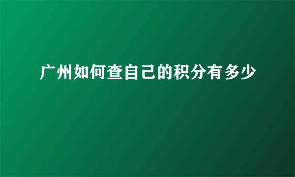 广州如何查自己的积分有多少